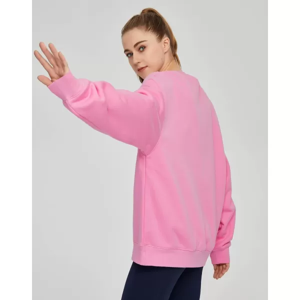 THE GYM PEOPLE Womens Fleece Crewneck Loose fit Soft Oversized Pullover SweatshirtPink
