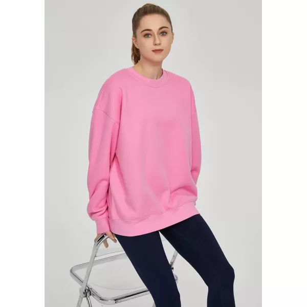 THE GYM PEOPLE Womens Fleece Crewneck Loose fit Soft Oversized Pullover SweatshirtPink