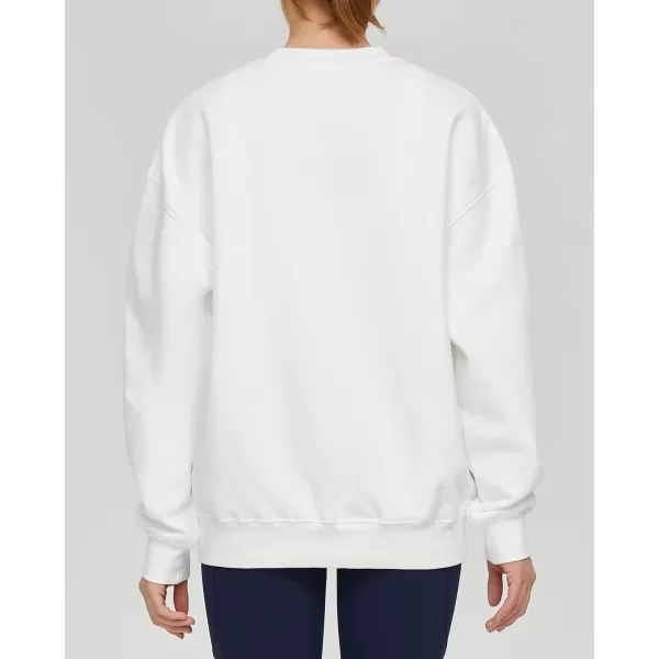 THE GYM PEOPLE Womens Fleece Crewneck Loose fit Soft Oversized Pullover SweatshirtWhite
