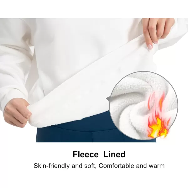 THE GYM PEOPLE Womens Fleece Crewneck Loose fit Soft Oversized Pullover SweatshirtWhite