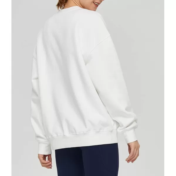 THE GYM PEOPLE Womens Fleece Crewneck Loose fit Soft Oversized Pullover SweatshirtWhite