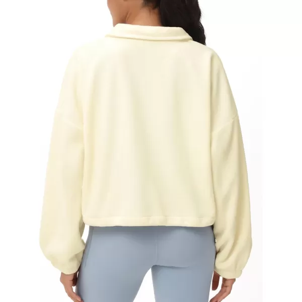THE GYM PEOPLE Womens Fleece Cropped Jacket Full Zip Stand Collar Workout Short Sherpa Coats with Pockets Drawstring HemBeige