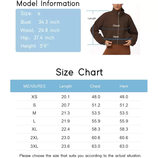 THE GYM PEOPLE Womens Fleece Cropped Jacket Full Zip Stand Collar Workout Short Sherpa Coats with Pockets Drawstring HemBrown
