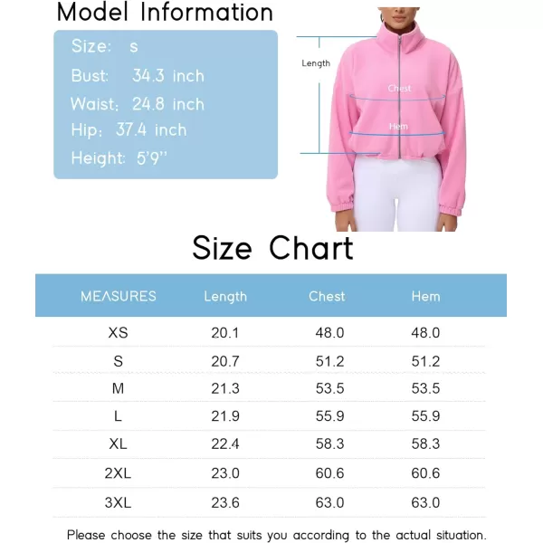 THE GYM PEOPLE Womens Fleece Cropped Jacket Full Zip Stand Collar Workout Short Sherpa Coats with Pockets Drawstring HemPink
