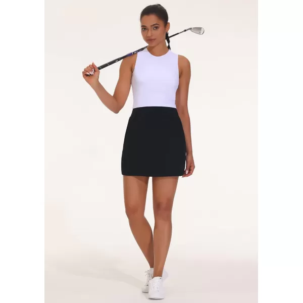 THE GYM PEOPLE Womens Golf Skort Tennis High Waist Lightweight Athletic Casual Skirts Builtin Shorts with 4 PocketsBlack