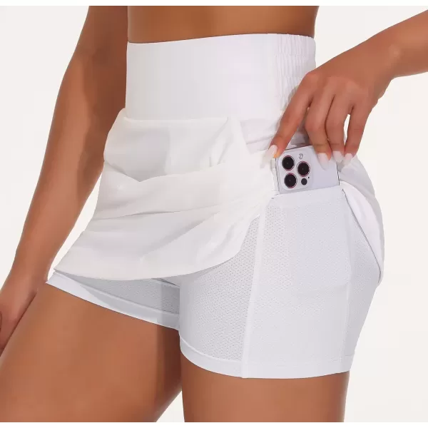 THE GYM PEOPLE Womens Golf Skort Tennis High Waist Lightweight Athletic Casual Skirts Builtin Shorts with 4 PocketsWhite