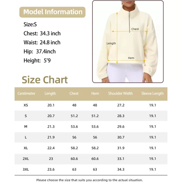 THE GYM PEOPLE Womens Half Zip Crop Pullover Sweatshirt Fleece Stand Collar Workout Tops with Pockets Drawstring HemBeige