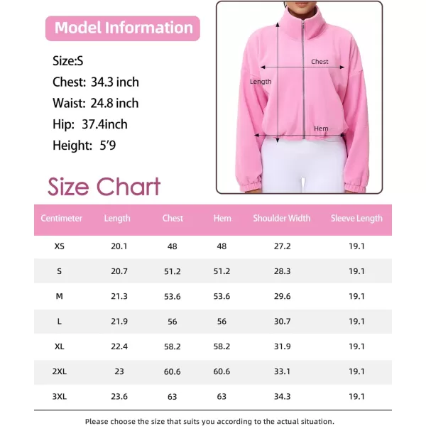 THE GYM PEOPLE Womens Half Zip Crop Pullover Sweatshirt Fleece Stand Collar Workout Tops with Pockets Drawstring HemPink