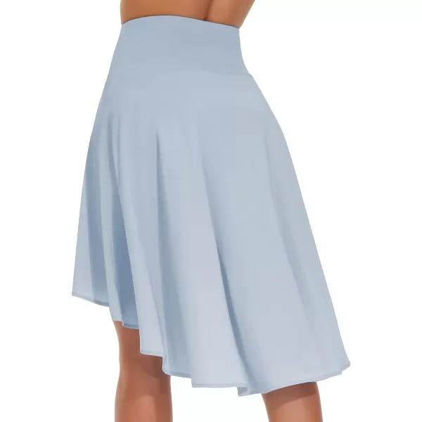 THE GYM PEOPLE Womens High Waist Wrap Ruffle Hem Asymmetric Skort High Low Flowy Midi Skirt with ShortsIce Blue