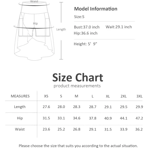 THE GYM PEOPLE Womens High Waist Wrap Ruffle Hem Asymmetric Skort High Low Flowy Midi Skirt with ShortsIce Blue