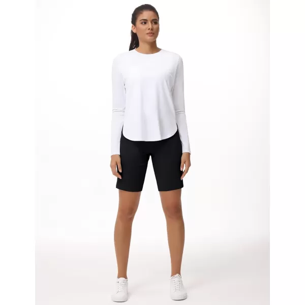 THE GYM PEOPLE Womens High Waisted Bermuda Workout Shorts Long Hiking Running Shorts with Zipper PocketsBlack