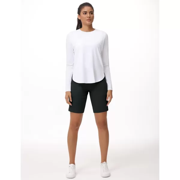 THE GYM PEOPLE Womens High Waisted Bermuda Workout Shorts Long Hiking Running Shorts with Zipper PocketsCharcoal Grey