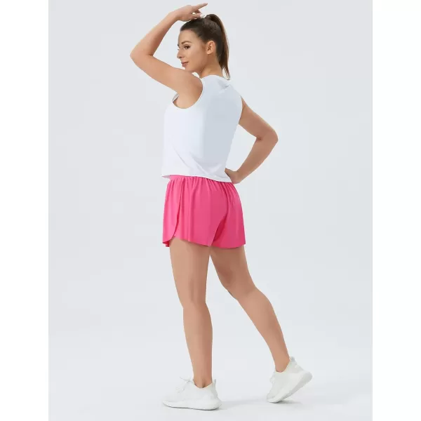 THE GYM PEOPLE Womens High Waisted Flowy Running Shorts Butterfly 2 in 1 Athletic Workout Skirt ShortsBright Pink