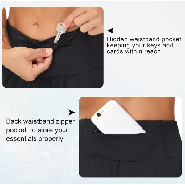 THE GYM PEOPLE Womens High Waisted Running Shorts Quick Dry Athletic Workout Shorts with Mesh Liner Zipper PocketsBlack