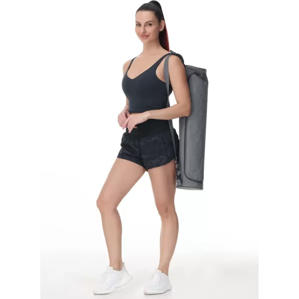 THE GYM PEOPLE Womens High Waisted Running Shorts Quick Dry Athletic Workout Shorts with Mesh Liner Zipper PocketsBlack Grey Camo