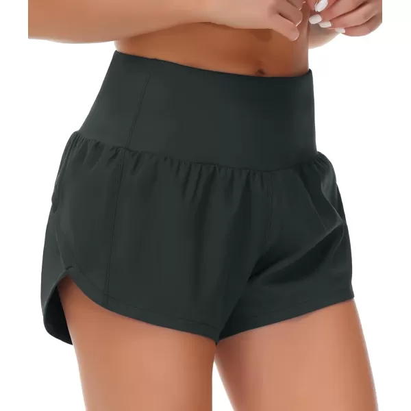 THE GYM PEOPLE Womens High Waisted Running Shorts Quick Dry Athletic Workout Shorts with Mesh Liner Zipper PocketsCharcoal Grey