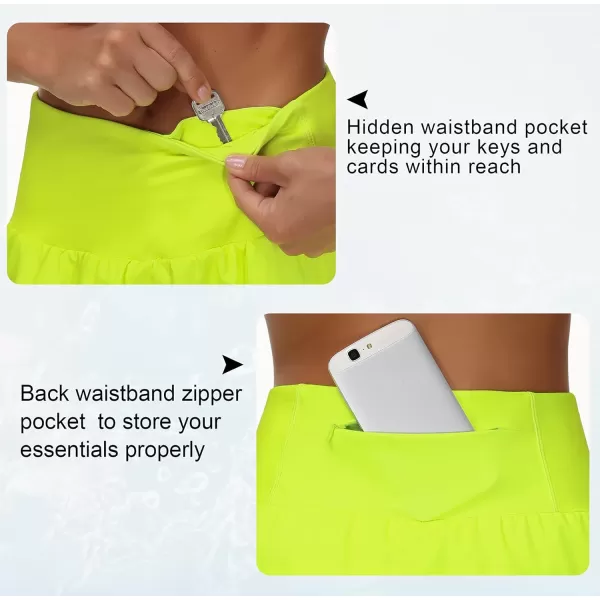 THE GYM PEOPLE Womens High Waisted Running Shorts Quick Dry Athletic Workout Shorts with Mesh Liner Zipper PocketsLight Yellow