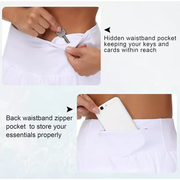 THE GYM PEOPLE Womens High Waisted Running Shorts Quick Dry Athletic Workout Shorts with Mesh Liner Zipper PocketsWhite