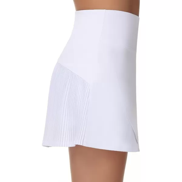 THE GYM PEOPLE Womens High Waisted Tennis Skirts Crossover Hemline Back Pleated Golf Skorts with Inner ShortsWhite