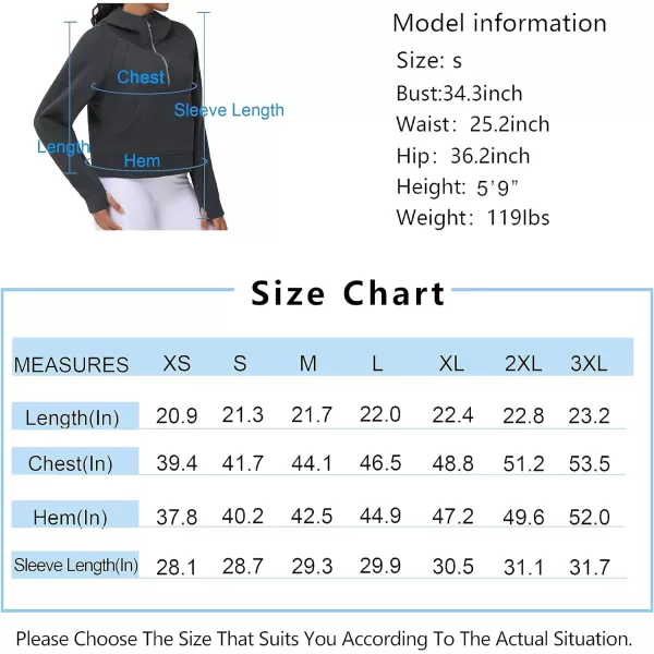 THE GYM PEOPLE Womens Hoodies Half Zip Long Sleeve Fleece Crop Pullover Sweatshirts with Pockets Thumb HoleDark Grey