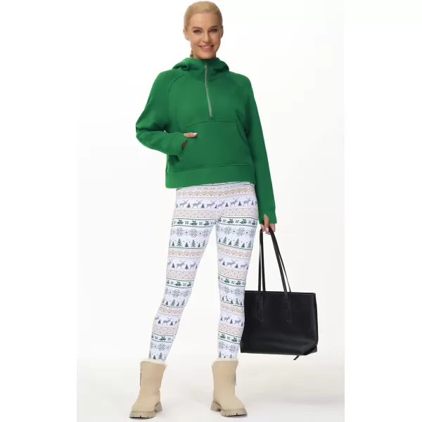 THE GYM PEOPLE Womens Hoodies Half Zip Long Sleeve Fleece Crop Pullover Sweatshirts with Pockets Thumb HoleGreen