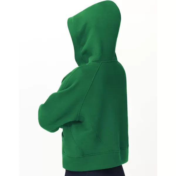 THE GYM PEOPLE Womens Hoodies Half Zip Long Sleeve Fleece Crop Pullover Sweatshirts with Pockets Thumb HoleGreen