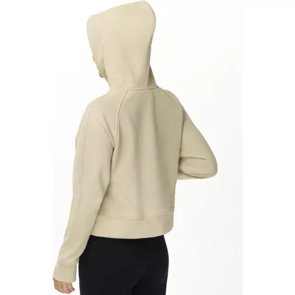 THE GYM PEOPLE Womens Hoodies Half Zip Long Sleeve Fleece Crop Pullover Sweatshirts with Pockets Thumb HoleKhaki