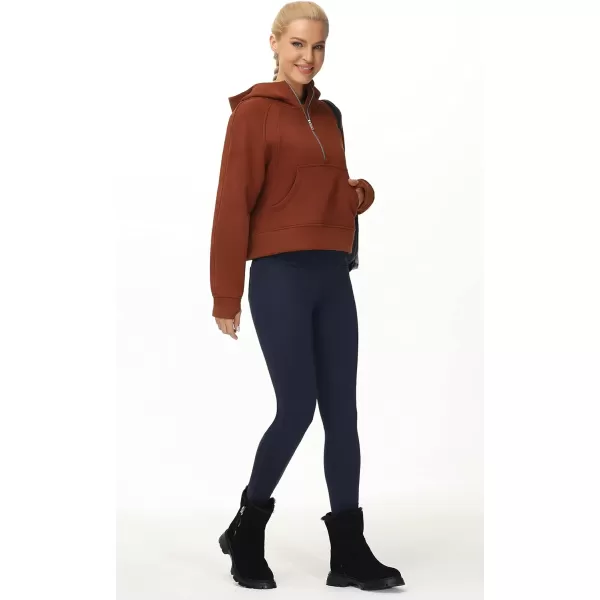 THE GYM PEOPLE Womens Hoodies Half Zip Long Sleeve Fleece Crop Pullover Sweatshirts with Pockets Thumb HoleMaroon