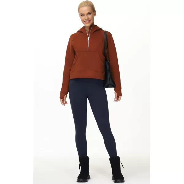 THE GYM PEOPLE Womens Hoodies Half Zip Long Sleeve Fleece Crop Pullover Sweatshirts with Pockets Thumb HoleMaroon