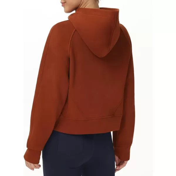 THE GYM PEOPLE Womens Hoodies Half Zip Long Sleeve Fleece Crop Pullover Sweatshirts with Pockets Thumb HoleMaroon