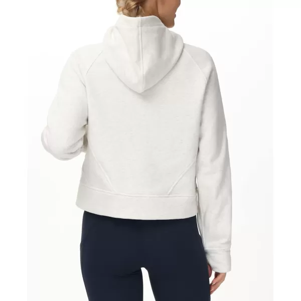THE GYM PEOPLE Womens Hoodies Half Zip Long Sleeve Fleece Crop Pullover Sweatshirts with Pockets Thumb HoleOffwhite