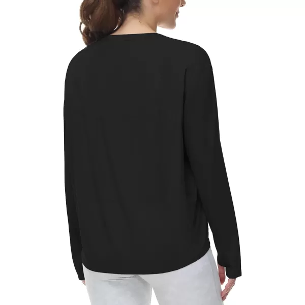 THE GYM PEOPLE Womens Long Sleeve Workout Shirts Back Loose Fit Running Tee Tops with Thumb HoleBlack