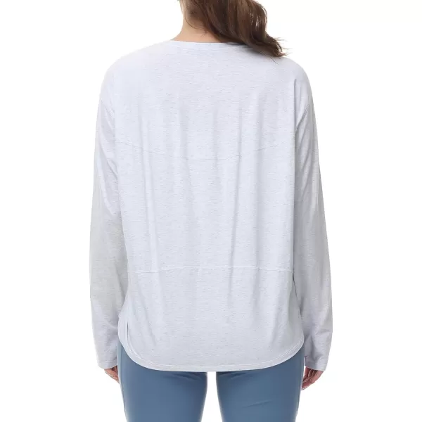THE GYM PEOPLE Womens Long Sleeve Workout Shirts Back Loose Fit Running Tee Tops with Thumb HoleHeather White