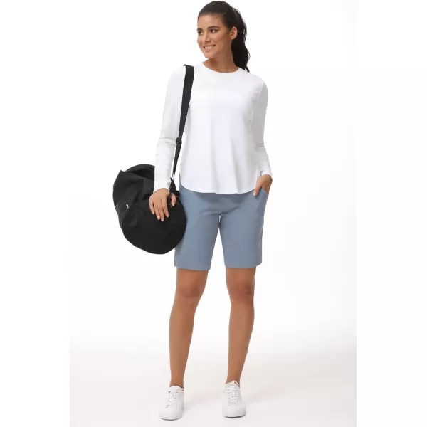 THE GYM PEOPLE Womens Long Sleeve Workout Shirts Lightweight Cotton Running Yoga Tops with Thumb HoleWhite
