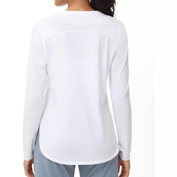 THE GYM PEOPLE Womens Long Sleeve Workout Shirts Lightweight Cotton Running Yoga Tops with Thumb HoleWhite
