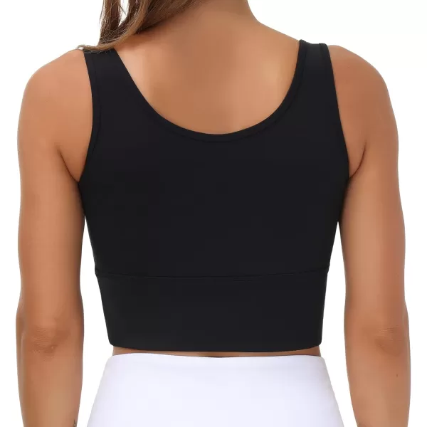 THE GYM PEOPLE Womens Longline Sports Bra Padded Crop Tank Tops Workout Yoga Bra with Removable PadsBlack