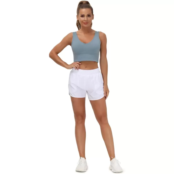 THE GYM PEOPLE Womens Longline Sports Bra Padded Crop Tank Tops Workout Yoga Bra with Removable PadsDenim Blue