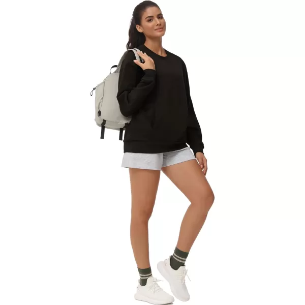 THE GYM PEOPLE Womens Loose Fit Sweatshirt Long Sleeve Crewneck Cotton Boxy Fall Workout Pullover Tops with PocketsBlack