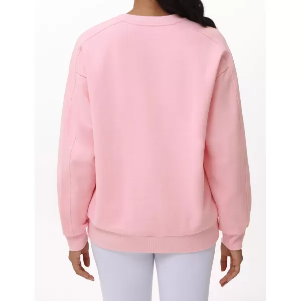 THE GYM PEOPLE Womens Loose Fit Sweatshirt Long Sleeve Crewneck Cotton Boxy Fall Workout Pullover Tops with PocketsPink