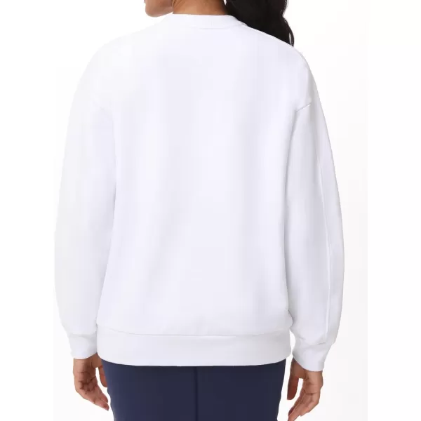 THE GYM PEOPLE Womens Loose Fit Sweatshirt Long Sleeve Crewneck Cotton Boxy Fall Workout Pullover Tops with PocketsWhite