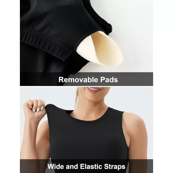 THE GYM PEOPLE Womens Medium Support Sports Bra Removable Padded Sleeveless Workout Crop TopsBlack