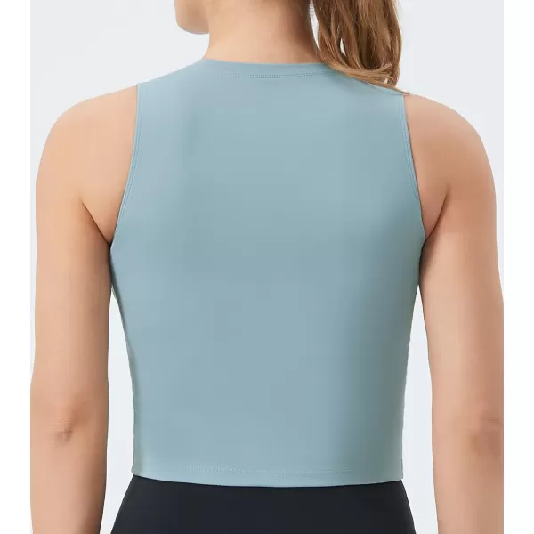 THE GYM PEOPLE Womens Medium Support Sports Bra Removable Padded Sleeveless Workout Crop TopsDenim Blue