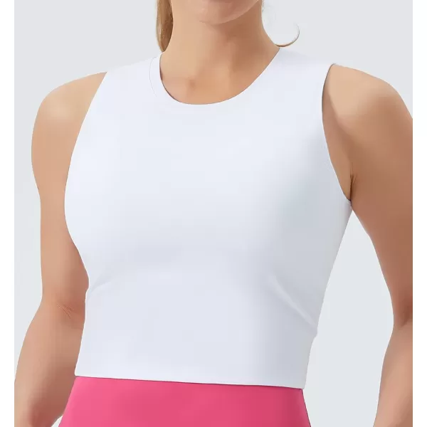 THE GYM PEOPLE Womens Medium Support Sports Bra Removable Padded Sleeveless Workout Crop TopsWhite