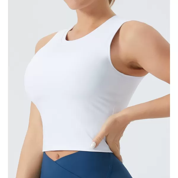 THE GYM PEOPLE Womens Medium Support Sports Bra Removable Padded Sleeveless Workout Crop TopsWhite