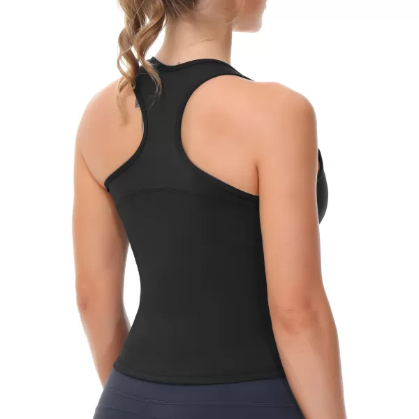 THE GYM PEOPLE Womens Racerback Workout Tank Tops with Built in Bra Sleeveless Slim FitBlack