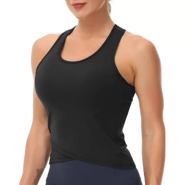 THE GYM PEOPLE Womens Racerback Workout Tank Tops with Built in Bra Sleeveless Slim FitBlack