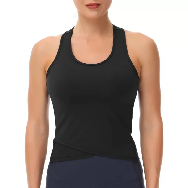 THE GYM PEOPLE Womens Racerback Workout Tank Tops with Built in Bra Sleeveless Slim FitBlack