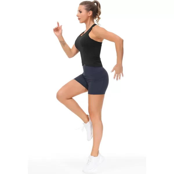 THE GYM PEOPLE Womens Racerback Workout Tank Tops with Built in Bra Sleeveless Slim FitBlack