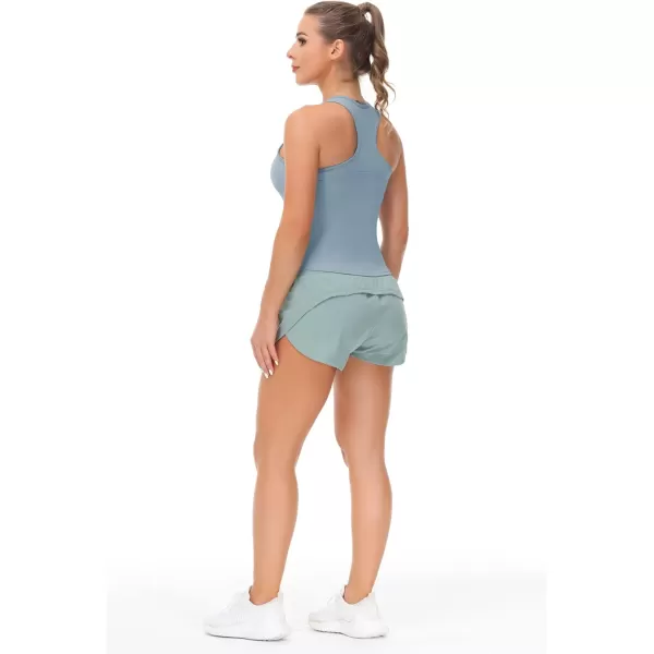 THE GYM PEOPLE Womens Racerback Workout Tank Tops with Built in Bra Sleeveless Slim FitDenim Blue