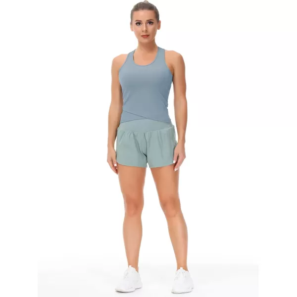THE GYM PEOPLE Womens Racerback Workout Tank Tops with Built in Bra Sleeveless Slim FitDenim Blue